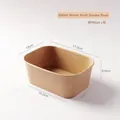 880ml disposable kraft paper square bowl for food packaging without lid - No Lid / 880ml Natural Rectangular Box