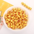 DIY baseball style acrylic beads in yellow with red stitching for jewelry making - 12mm Yellow Baseball (50pcs)