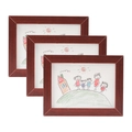 Three-piece set of dark wood grain magnetic photo frames for children artwork display - Small A5 / Redwood