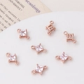 Rose gold geometric rhombic zircon pendant connector for DIY jewelry making - Rose Gold White