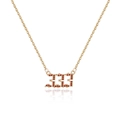 Golden necklace featuring a 333 angel number pendant with ruby red micro-set zircons - Gold-333 (Red Zircon)