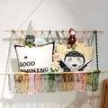 Handmade multicolored macrame fringe wall shelf with pink and green cotton ropes - Style K Colorful Twist Tassel 90*60cm