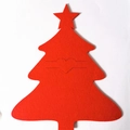 Red Christmas tree felt cutlery holder with star and heart cutout festive decor - Heart / Red