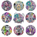DIY diamond painting coaster set with 8 bohemian female portraits and black metal holder - Female Art Portrait Style