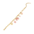 Bracciale dorato con ciondoli a farfalla, fiori e fiocchi in resina rosa - Braccialetto Fiocco (2#)