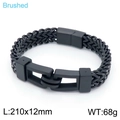 Bracciale da uomo in acciaio inossidabile nero intrecciato con chiusura spazzolata - Nero (KB150646-KFC)