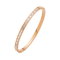 Classic rose gold stainless steel bangle featuring emerald-cut colorful zircon stones - Narrow Version / Rose Gold + White