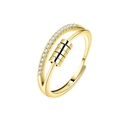Adjustable gold ring featuring five rotatable rings and sparkling cubic zirconia stones - Adjustable Open / Gold
