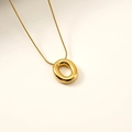 18K gold-plated balloon style letter O necklace with glossy finish and snake chain - Letter O(S-P062-O)