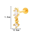 Piercing doré en titane avec zircons clairs marquise et carrés, longueur 1,2 cm - Style Marquise et Carré (0195-4#) / Doré