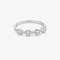 Minimalist S925 sterling silver ring with four round pearls and sparkling zircon stones - US 6 / 344-Pearl & Zircon / Silver