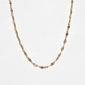 Minimalist gold stainless steel flat link chain necklace with polished texture and modern style - Lips Chain