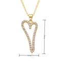 Detail view showing 29mm height and 14mm width of heart pendant with zircons - Hollow Streamline Heart Style (D286)