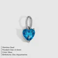 Herzanhänger aus Edelstahl mit blauem Aquamarin-Edelstein für DIY-Schmuck - Dez Seeblau (Silber)