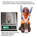 Resin flower fairy sitting on a tree stump figurine, orange dress and purple wings - Fairy Sitting on Tree Stump