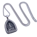 Vintage silver titanium steel Ganesha pendant necklace with box chain for men and women - Style B Pendant With Long Chain