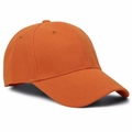 Detailed side view of bright orange baseball cap with six-panel cotton twill construction - Orange Red