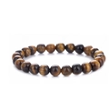 Bracciale artigianale in perle di occhio di tigre con perle lucide in pietra naturale marrone - Bracciale in pietra occhio di tigre