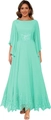 Elegant mint green chiffon gown with lace appliques and cape sleeves for formal events - Mint Green / US size 2 (S)
