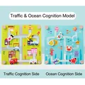 Wooden logic puzzle toy featuring colorful traffic and ocean maze sliding beads games - Double-sided Traffic & Ocean Maze