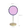 Pink velvet jewelry display stand with gold metal frame and size measurements - Round Double-Sided Pink + Blue Jewelry Rack