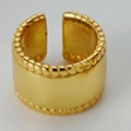 Adjustable wide gold ring featuring a smooth surface and braided rope edge details - 925 Silver / 18K Gold