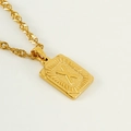 Golden 18K stainless steel necklace featuring a rectangular pendant with embossed letter X - Letter X