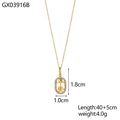 Golden oval pendant necklace with Ping An Chinese characters and pavé set white crystals - Oval Ping'an Rhinestone Pendant (GX03916B)