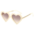 Gafas de sol de corazón para niños con montura ondulada blanco crema y lentes degradados - Montura Champaña Lente Doble Té