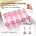 Size chart showing two sizes of heart-shaped magnetic nail art practice display stands - Pink Translucent Glitter Heart Style (JT-13)