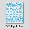 Détail des autocollants lettres et chiffres en vinyle bleu clair imperméables 1 pouce - Bleu clair
