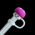 Pink mushroom silicone straw cover cap for Stanley cups with transparent reusable straw - 10mm-OPP Bag Packing / Polka Dot Mushroom-Purple