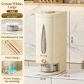 Minimalistischer 10kg Reisbehälter in Creme mit Dosierknopf und Zeitanzeige - Druck-Timer / Trichterstruktur / Reis-Eimer Groß - 20 Jin