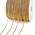 Gold plated stainless steel box chain wound on a white spool for DIY jewelry making - Gold 2mm Box Chain