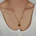 Collana placcata oro fatta a mano con ciondolo in pietra occhio di tigre su catena - Collana Occhio di Tigre Oro (45+5cm)
