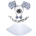 5-piece Dalmatian costume set featuring spotted headband, nose, bowtie, tail and tutu skirt - Dalmatian 5-Piece Set (Headband/Nose/Bowtie/Tail/Skirt)
