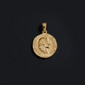 Retro 18K gold-plated titanium steel coin pendant with female portrait and 1973 relief - M14 (Helvetica 1973 Coin)