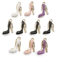 Fashion enamel high heel pendants with rhinestones in white pink purple and black colors - Mixed Styles (SN445) / 10 Pieces Pack