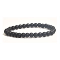 Minimalist matte black lava stone beaded bracelet with adjustable round matte beads - 6mm Matte Black