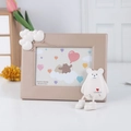 Cartoon bear and balloon decor picture frame in beige for cute nursery desk display - Brown Bear-Horizontal / 0.1