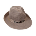 Klassischer Strohhut Panama mit breiter Krempe und dekorativem Ronaldinho-Schriftzug - 58cm Einheitsgröße / Braun