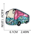 Embroidered blue cartoon bus patch with polka dots measuring 6.1cm by 4.6cm for clothing - Bus (W20XN-12-06)