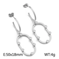 Aros ovalados plateados con cristales blancos brillantes, 50x18mm, peso de 4g - Color Acero (KE99130-KLX)