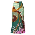 Detail of high-waist maxi skirt featuring a bold abstract floral print in modern colors - One Size / Sarong