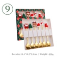 6-piece gold stainless steel Christmas spoon set with cartoon charms in a gift box - No.9 - 6PCS Green Box Set / Gold