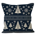 Funda de cojín azul oscuro con diseño de árbol de Navidad para decoración festiva - 45*45cm (Cojín no incluido) / Estilo 1