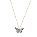 Collar dorado con colgante de mariposa azul degradado y perla de estilo artístico - Mariposa Azul