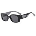 Modern square frame sunglasses with black and gray color-blocking at a 45-degree angle - Black Frame Black Grey Lens