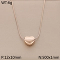 Rose gold heart pendant necklace with snake chain showing 12x10mm size and 6g weight - Rose Gold Solid Heart Style (KN238359-Z)