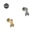 Piercing flèche en titane G23 massif avec oxydes de zirconium blancs en doré et argenté - NO-8 (Flèche) / Couleur Acier